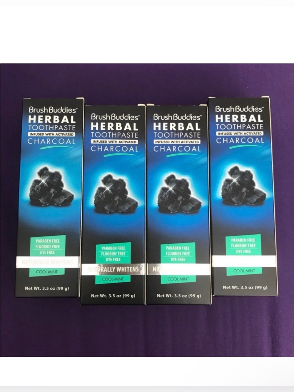 4 Herbal Charcoal Toothpaste set of 4 teeth Brush Buddies Herbal Toothpaste mint